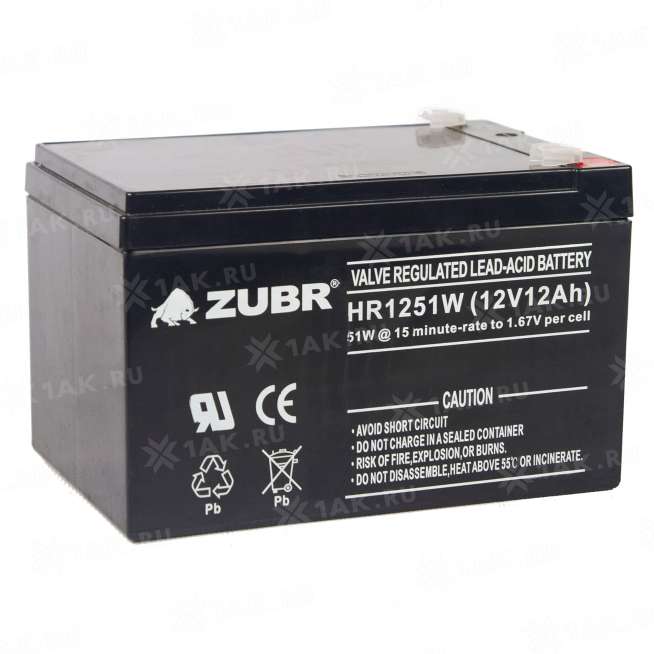 Аккумулятор ZUBR (12 Ah,12 V) AGM 151x98x94/100 мм 4 кг 0