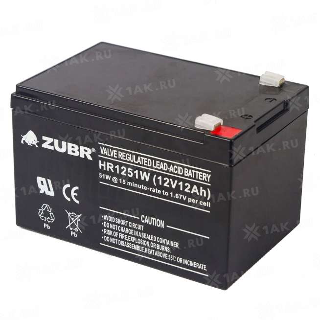 Аккумулятор ZUBR (12 Ah,12 V) AGM 151x98x94/100 мм 4 кг 2
