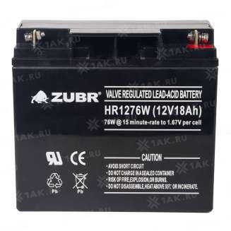 Аккумулятор ZUBR (18 Ач,12 V) AGM 181x77x167 мм 5.7 кг 8