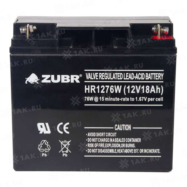 Аккумулятор ZUBR (18 Ah,12 V) AGM 181x77x167 мм 5.7 кг 2