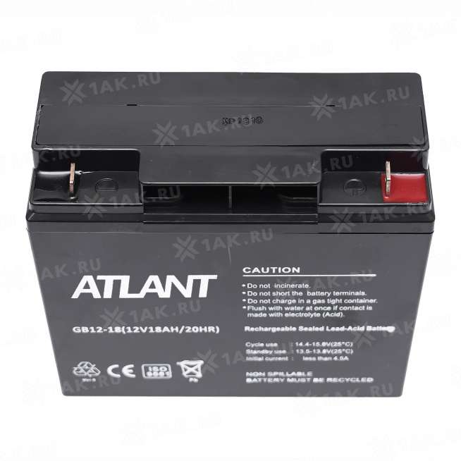 Аккумулятор ATLANT (18 Ah,12 V) AGM 181x77x167 мм 5.15 кг 1