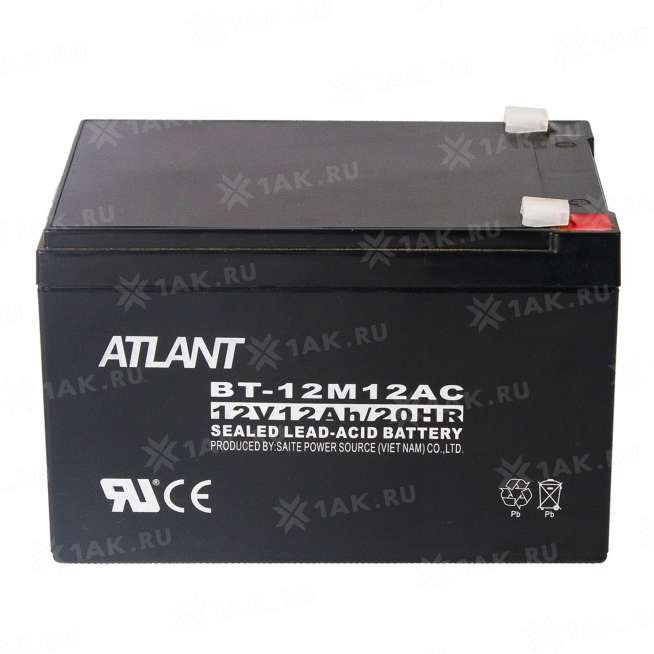 Аккумулятор ATLANT (12 Ah,12 V) AGM 151x65x94 мм 3.65 кг 0
