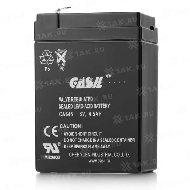 Аккумулятор CASIL (4.5 Ah,6 V) AGM 70x47x102 мм 0.75 кг 0
