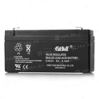 Аккумулятор CASIL (3.3 Ah,6 V) AGM 123x34x60 мм 0.6 кг
