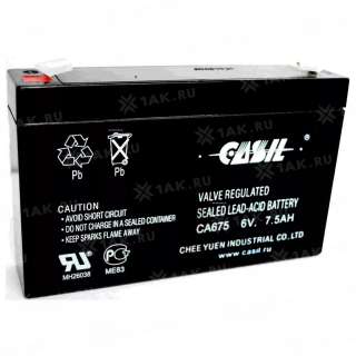 Аккумулятор CASIL (7.5 Ah,6 V) AGM 151x34x94 мм 1.1 кг