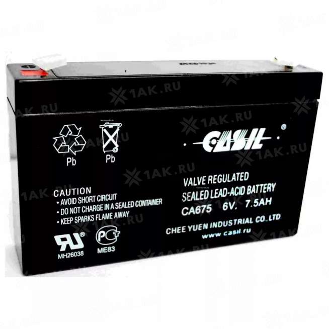 Аккумулятор CASIL (7.5 Ah,6 V) AGM 151x34x94 мм 1.1 кг 0