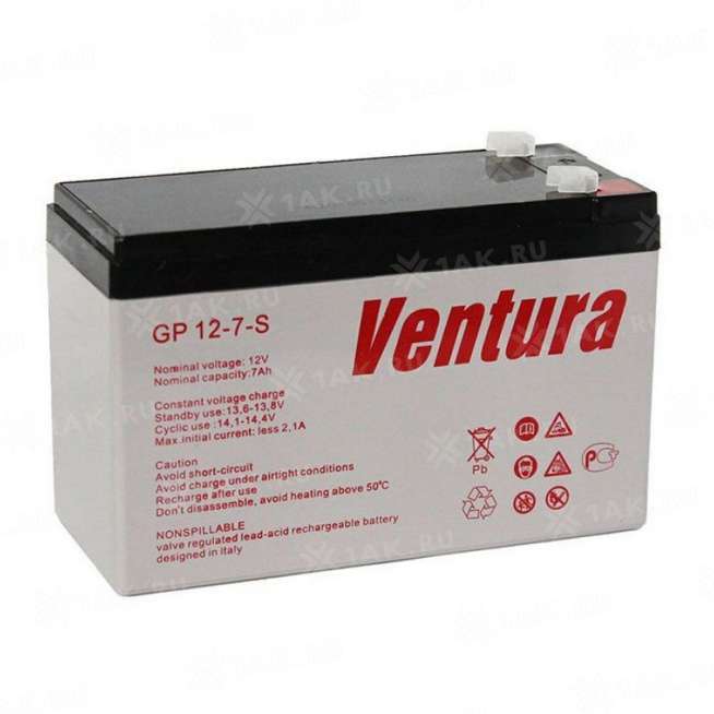 Аккумулятор VENTURA (7 Ah,12 V) AGM 151x65x94 мм 1.7 кг 0