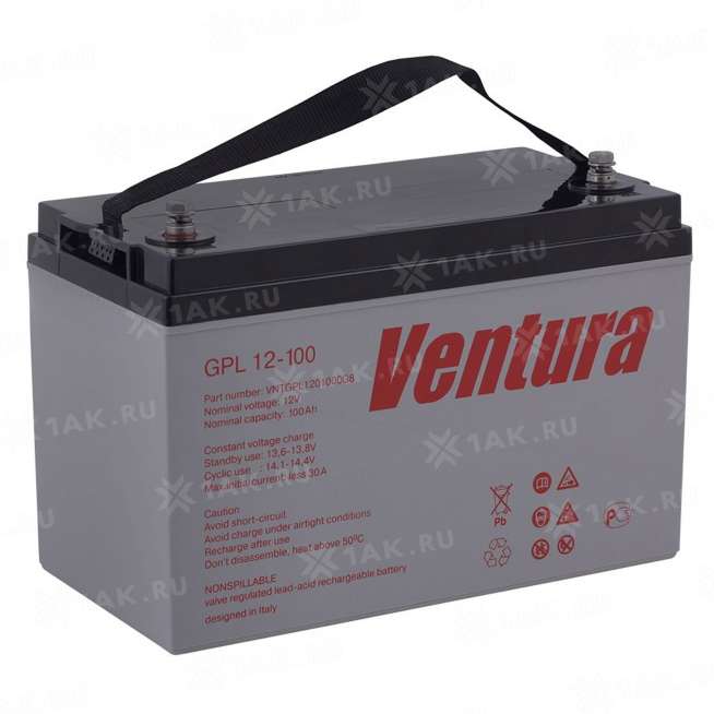 Аккумулятор VENTURA (100 Ah,12 V) AGM 329x171x215 мм 30.5 кг 0