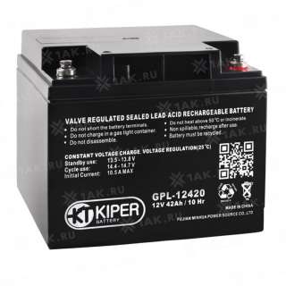 Аккумулятор KIPER (42 Ah,12 V) AGM 197x165x170 мм 13.1 кг