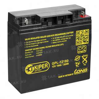 Аккумулятор KIPER (18 Ah,12 V) AGM 181x77x167 мм 5.8 кг