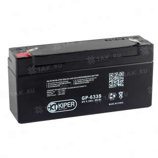 Аккумулятор KIPER (3.3 Ач,6 V) AGM 134x34x60 мм 0.63 кг