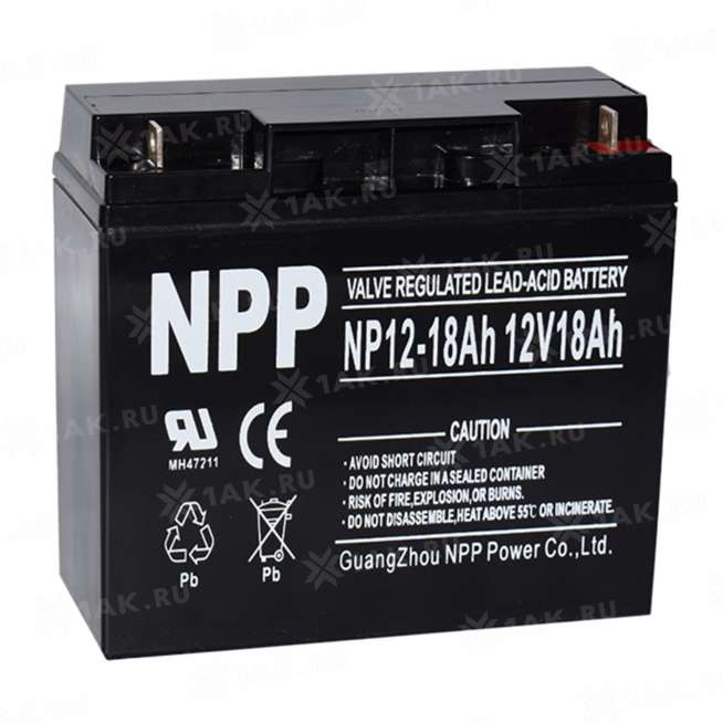 Аккумулятор NPP (18Ач,12 V) AGM 181x77x167 мм 5.2 кг 7