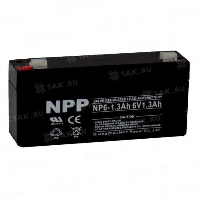 Аккумулятор NPP (1.3 Ah,6 V) AGM 98x25x52 мм 0.3 кг 2