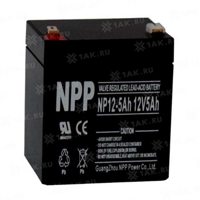 Аккумулятор NPP (5 Ah,12 V) AGM 89x69x101 мм 1.58 кг 0