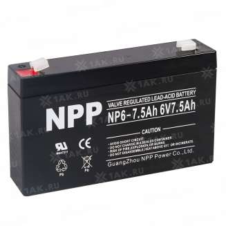 Аккумулятор NPP (7.5 Ah,6 V) AGM 151x34x100 мм 1.11 кг 7