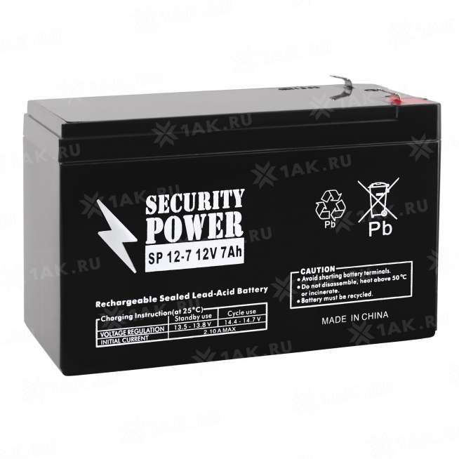 Аккумулятор SECURITY POWER (7 Ач,12 V) AGM 151x65x94 мм 2 кг 0