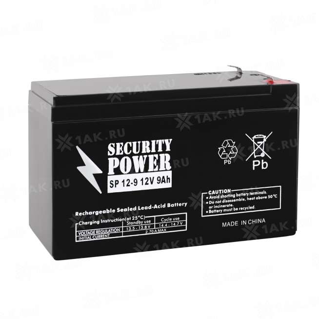 Аккумулятор SECURITY POWER (9Ач,12 V) AGM 151x65x94 мм 2.2 кг 0