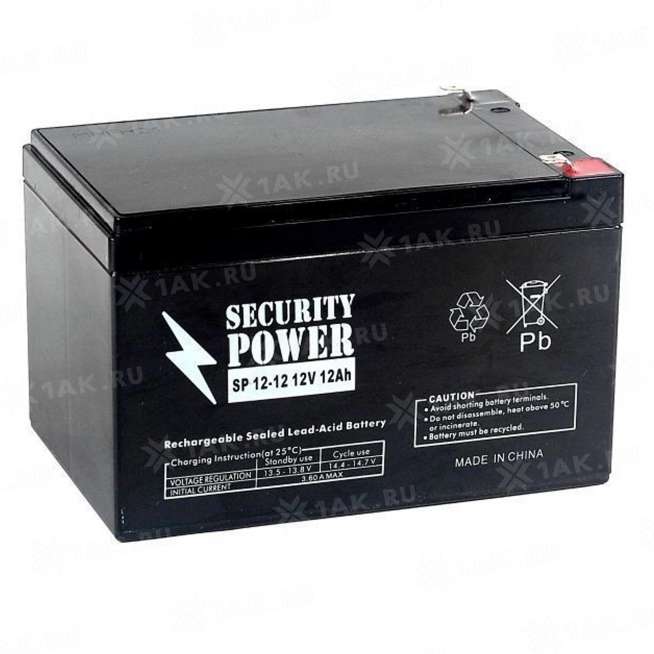 Аккумулятор SECURITY POWER (12 Ач,12 V) AGM 151x98x94 мм 2.7 кг 0