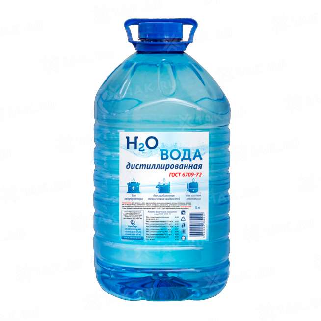 Дистиллированная вода H2O, 5 л 0