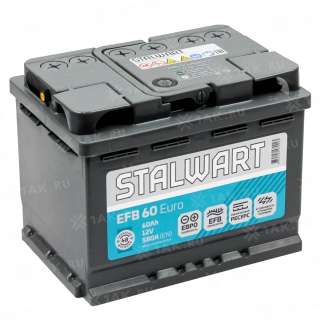 Аккумулятор STALWART EFB (60 Ah, 12 V) Обратная, R+ L2 арт.STE 60.0