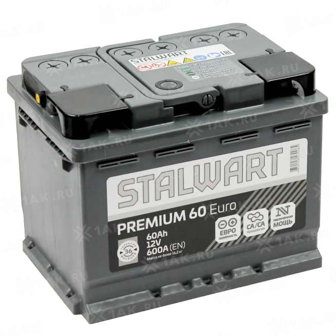 Аккумулятор STALWART PREMIUM (60 Ah, 12 V) Обратная, R+ L2 арт.STP 60.0 0