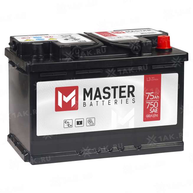 Аккумулятор MASTER BATTERIES (75 Ah, 12 V) Обратная, R+ L3 арт.MB750 0