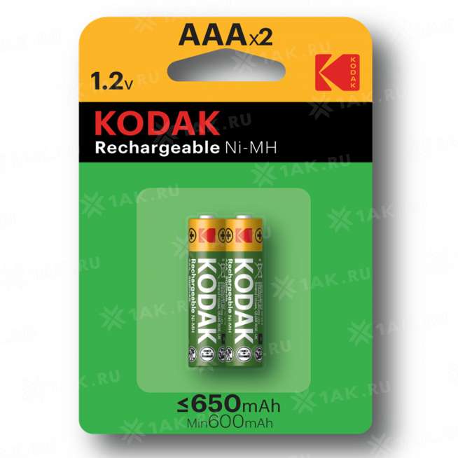Элемент питания Kodak HR03-2BL 650mAh [K3AHR-2/650mAh] (блистер 2 шт.AAA), Китай 0