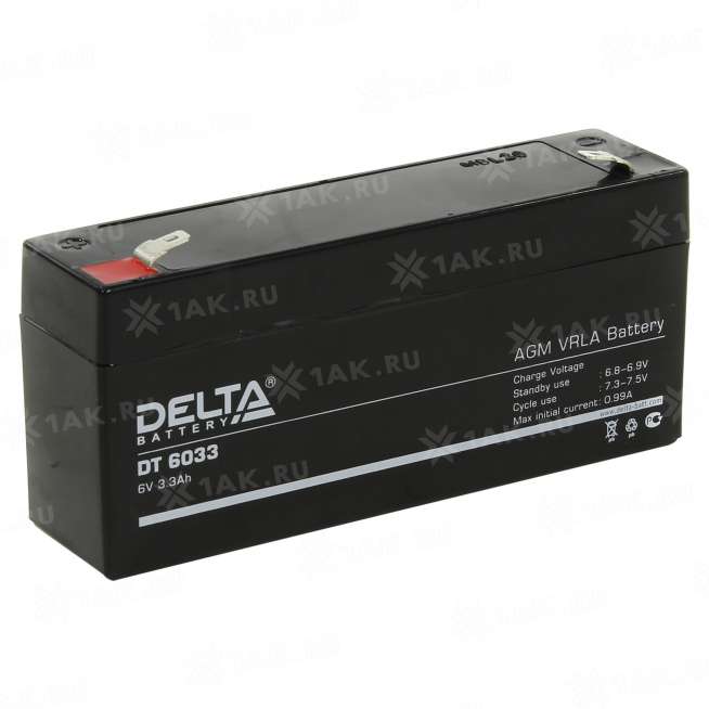 Аккумулятор DELTA (3.3 Ah,6 V) AGM 125x33x61 мм 0.64 кг 0