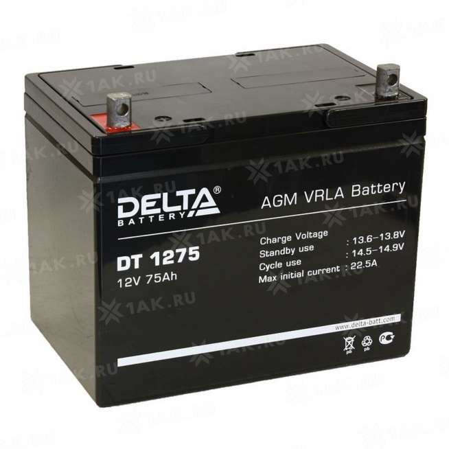 Аккумулятор DELTA (75 Ah,12 V) AGM 260x168x217 мм 21.5 кг 0