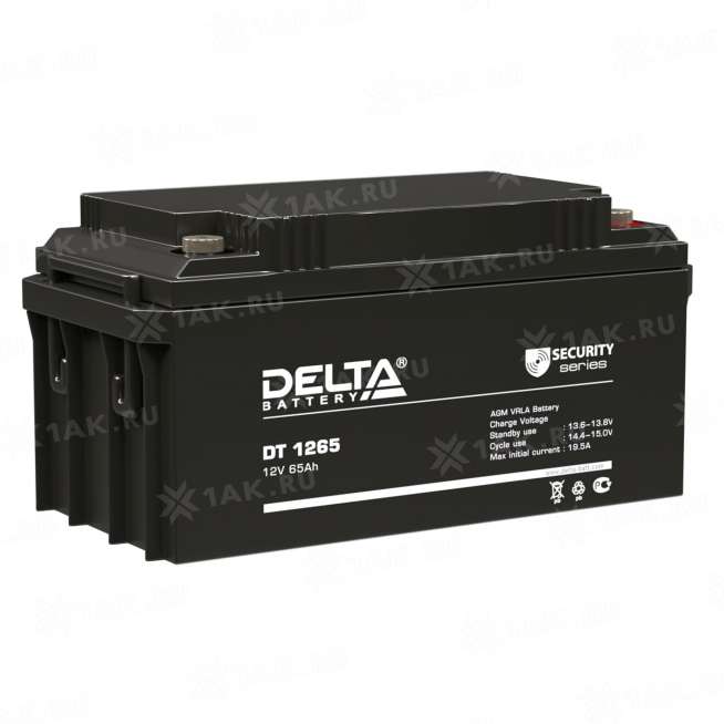 Аккумулятор DELTA (65 Ah,12 V) AGM 350x167x179 мм 20.5 кг 0