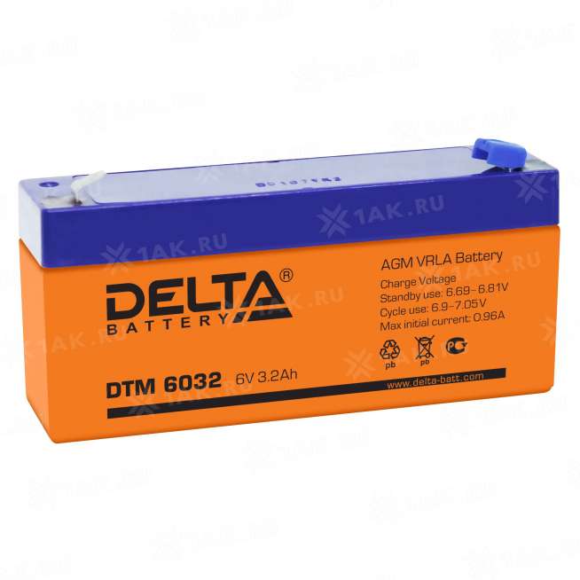 Аккумулятор DELTA (3.2 Ah,6 V) AGM 134x34x60 мм 0.65 кг 0