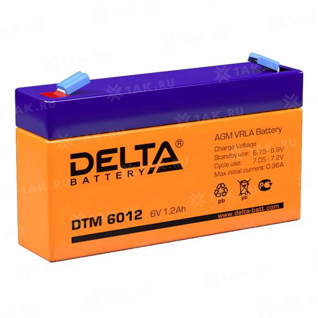 Аккумулятор DELTA (1.2 Ah,6 V) AGM 97x24x52 мм 0.31 кг 0