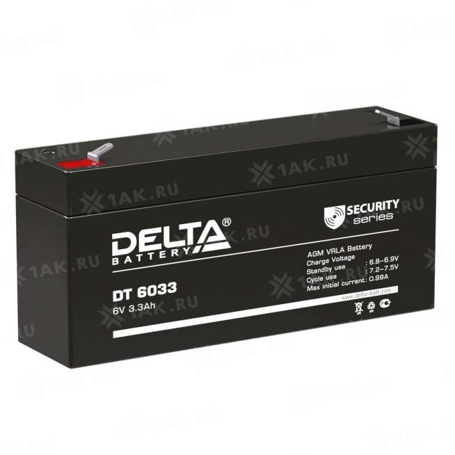 Аккумулятор DELTA (3.3 Ah,6 V) AGM 134x34x60 мм 0.65 кг 0