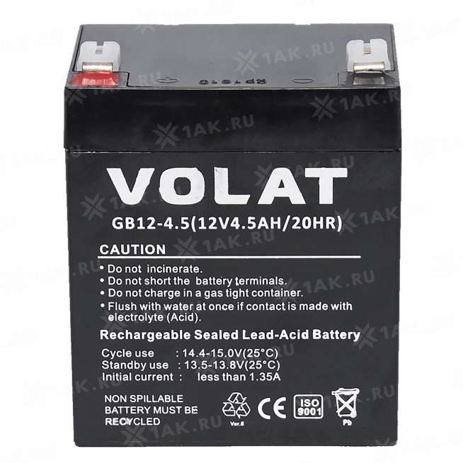 Аккумулятор VOLAT (4.5 Ah,12 V) AGM 90x70x101 мм 1.53 кг 0