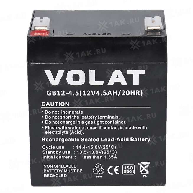 Аккумулятор VOLAT (4.5 Ач,12 V) AGM 90x70x101 мм 1.53 кг 0