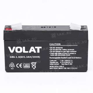 Аккумулятор VOLAT (1.3 Ah,6 V) AGM 97x25x52 мм 0.374 кг