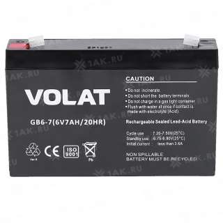 Аккумулятор VOLAT (7 Ah,6 V) AGM 151x33x100 мм 1.1 кг
