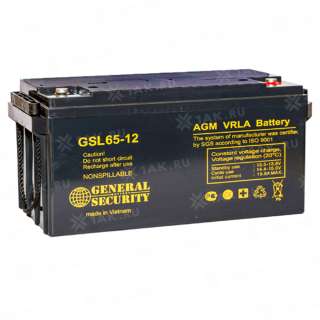 Аккумулятор General Security (65 Ah,12 V) AGM 350x166x179 мм кг
