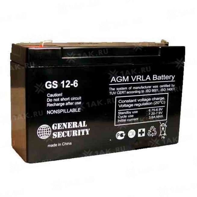 Аккумулятор GS (12 Ah,6 V) AGM 151x50x94 мм кг 0