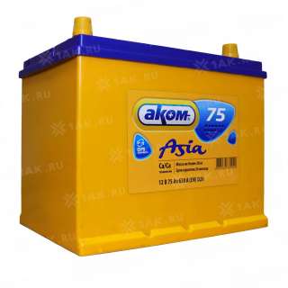 Аккумулятор AKOM Asia (75 Ah, 12 V) L+ D26 арт.6СТ-75VL