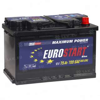 Аккумулятор EUROSTART Blue (75 Ah, 12 V) Обратная, R+ L3 арт.EB750