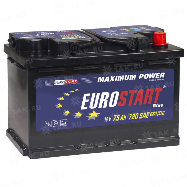 Аккумулятор EUROSTART Blue (75 Ah, 12 V) Обратная, R+ L3 арт.EB750 2