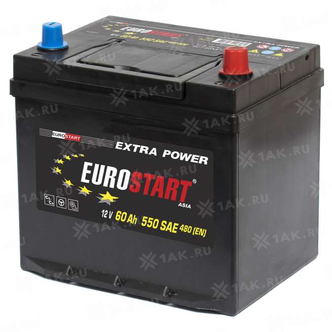 Аккумулятор EUROSTART Extra Power Asia (60 Ah, 12 V) Обратная, R+ D23 арт.EUA600 2