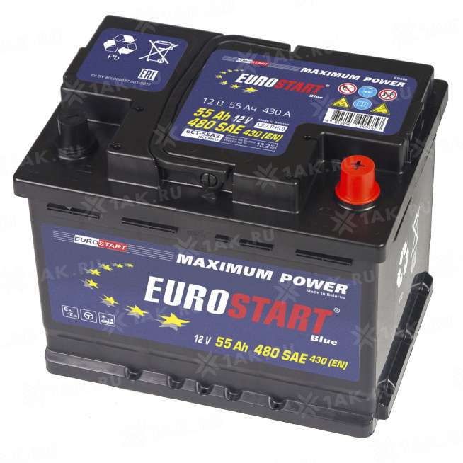 Аккумулятор EUROSTART Blue (55 Ah, 12 V) Обратная, R+ L2 арт.EB550 0