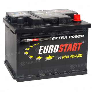 Аккумулятор EUROSTART Extra Power (60 Ah, 12 V) R+ L2 арт.EU600