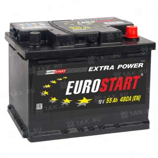 Аккумулятор EUROSTART Extra Power (55 Ah, 12 V) R+ L2 арт.EU550