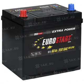 Аккумулятор EUROSTART Extra Power Asia (60 Ah, 12 V) Прямая, L+ D23 арт.EUA601