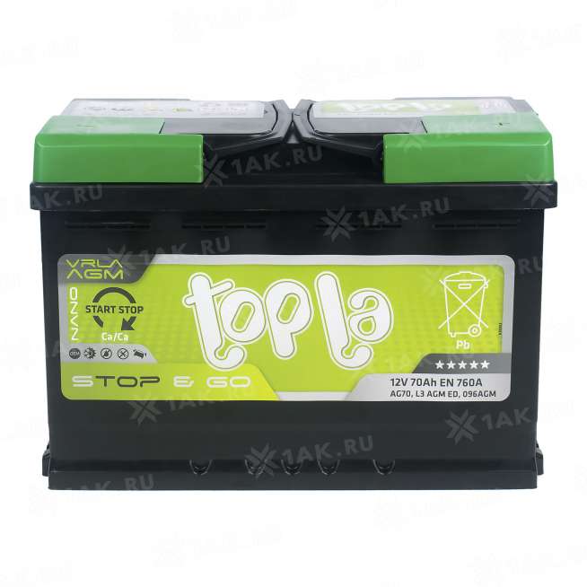 Аккумулятор TOPLA AGM Stop &amp; Go (70 Ah, 12 V) R+ L3 арт.114070 1