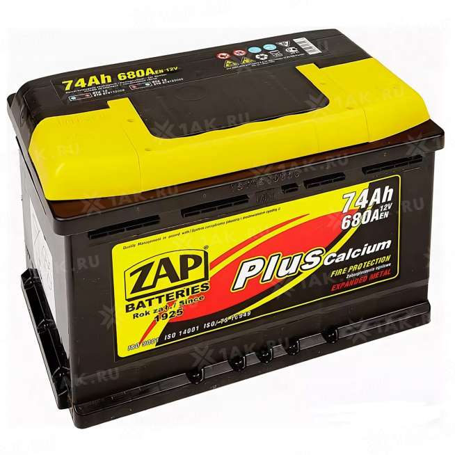 Аккумулятор ZAP PLUS (74 Ah, 12 V) Прямая, L+ L3 арт.574 14 0