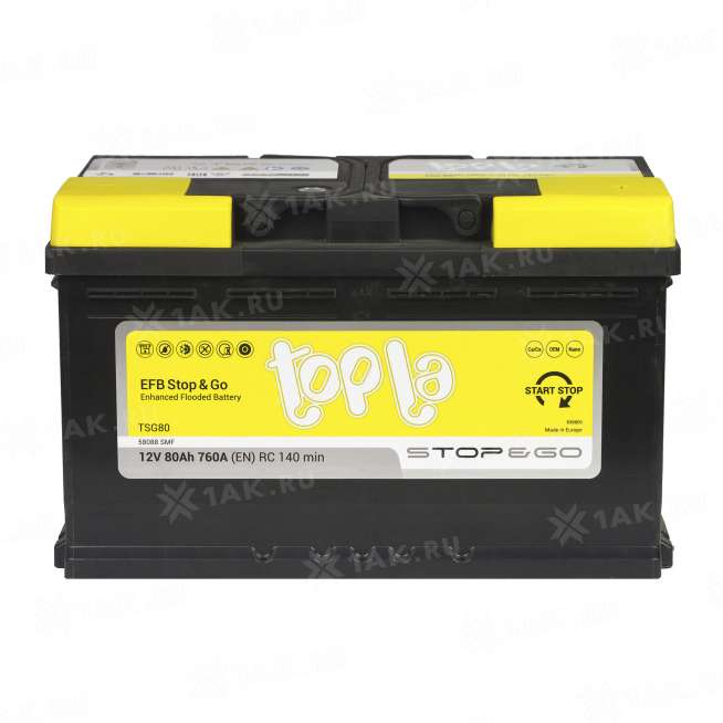 Аккумулятор TOPLA EFB Stop &amp; Go (80 Ah, 12 V) Обратная, R+ L4 арт.112080 0
